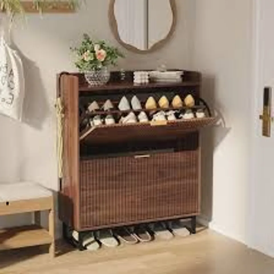 BOXED GARVEE SHOE CABINET - WALNUT BROWN (1 BOX)