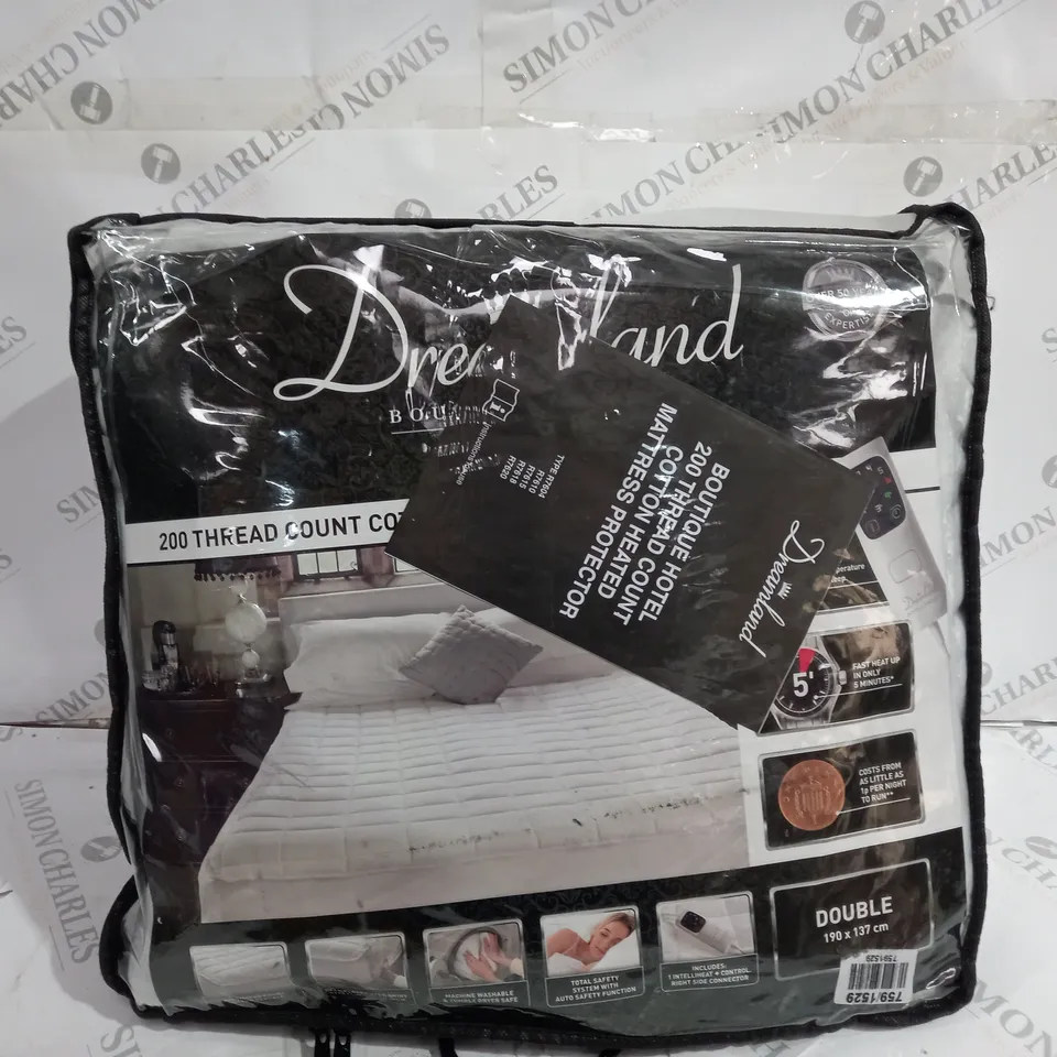 DREAMLAND 200 THREAD COUNT COTTON HEATED MATTRESS PROTECTOR 