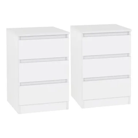 BOXED WALKER 3 DRAWER BEDSIDE TABLE - WHITE