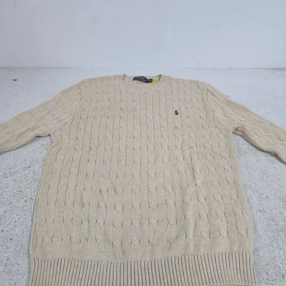 POLO RALPH LAUREN BEIGE CABLE KNIT SWEATER – SIZE M