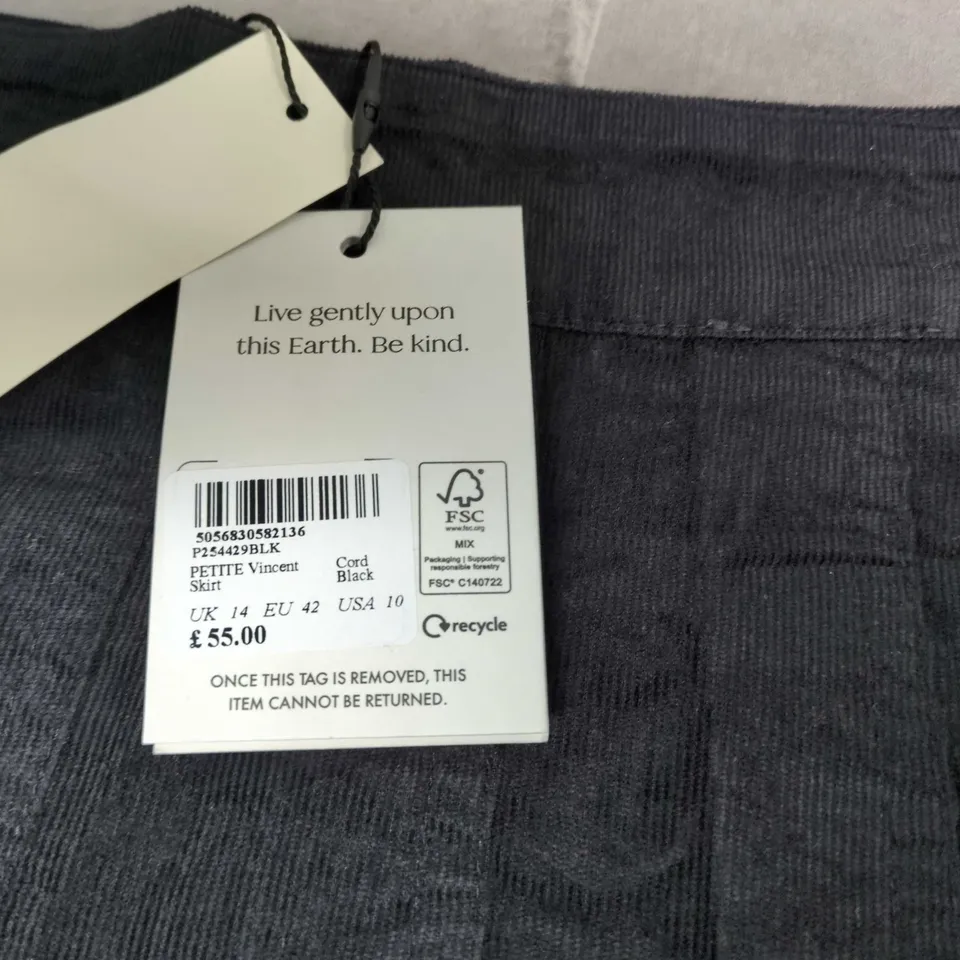 NOBODYS CHILD PETITE VINCENT SKIRT – BLACK, UK 14