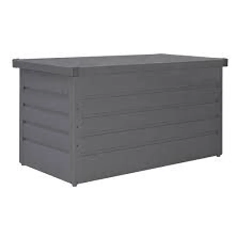 BOXED 350L GREY STEEL LOCKABLE GARDEN STORAGE BOX
