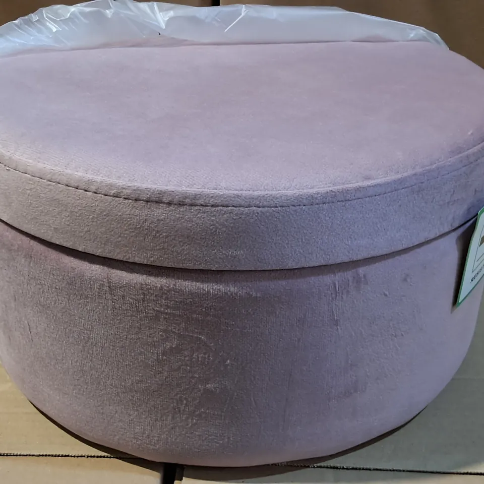 PINK VELVET STORAGE STOOL