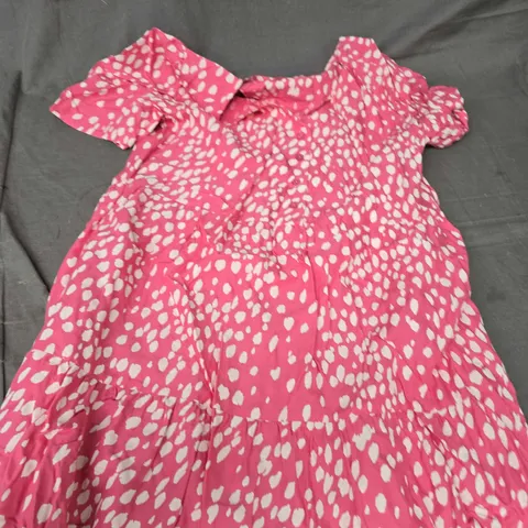 JOULES DOTTED DRESS IN PINK/WHITE - 12