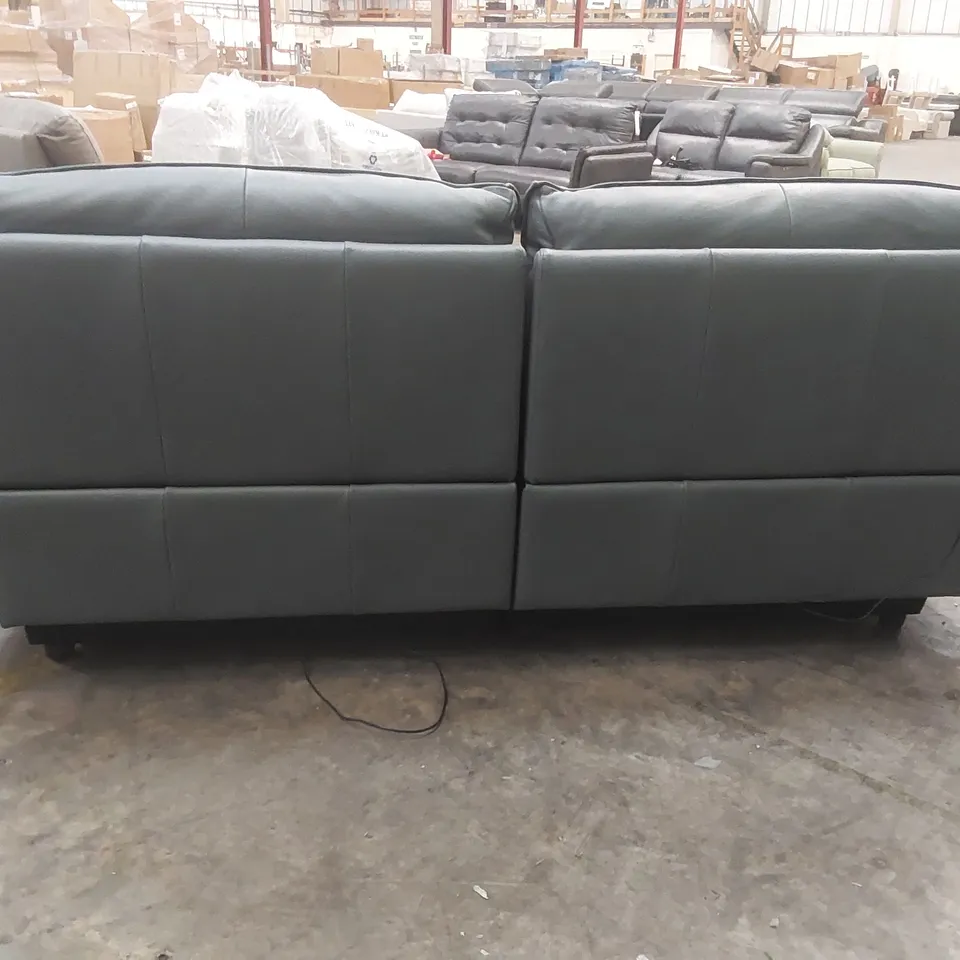 QUALITY DESIGNER ITALIAN MADE LEATHER BOLANZO ELECTRIC RECLINER SOFA - BLUE