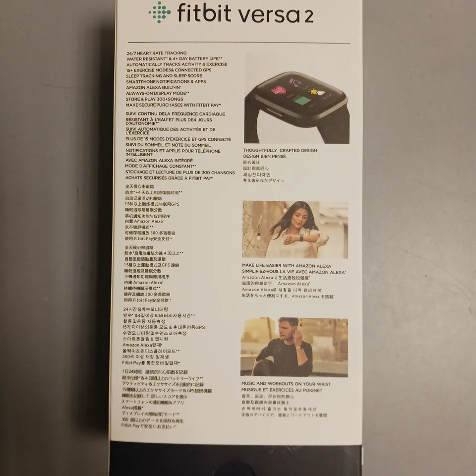 FITBIT VERSA 2 SMARTWATCH GREY STRAP INCLUDES CHARGER AND SPARE STRAP