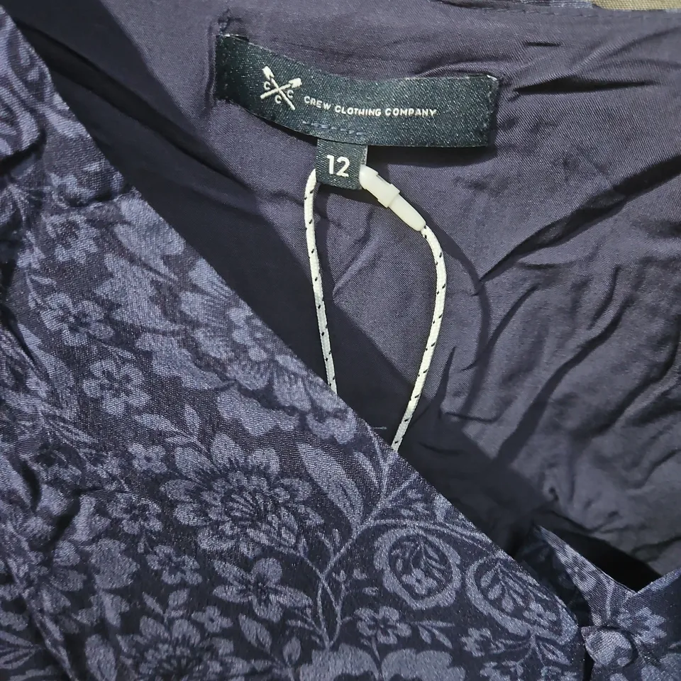 CREW CLOTHING COMPANY NAVY FLORAL DRESS, UK 12