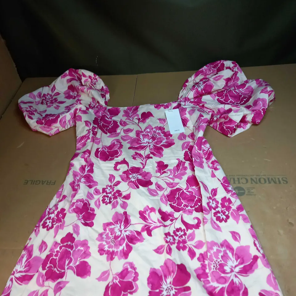 WOMENS OCCASSIONAL FLORAL PATTERN DRESS WITH PUFFER SHOULDER SLEEVES SIZE XL