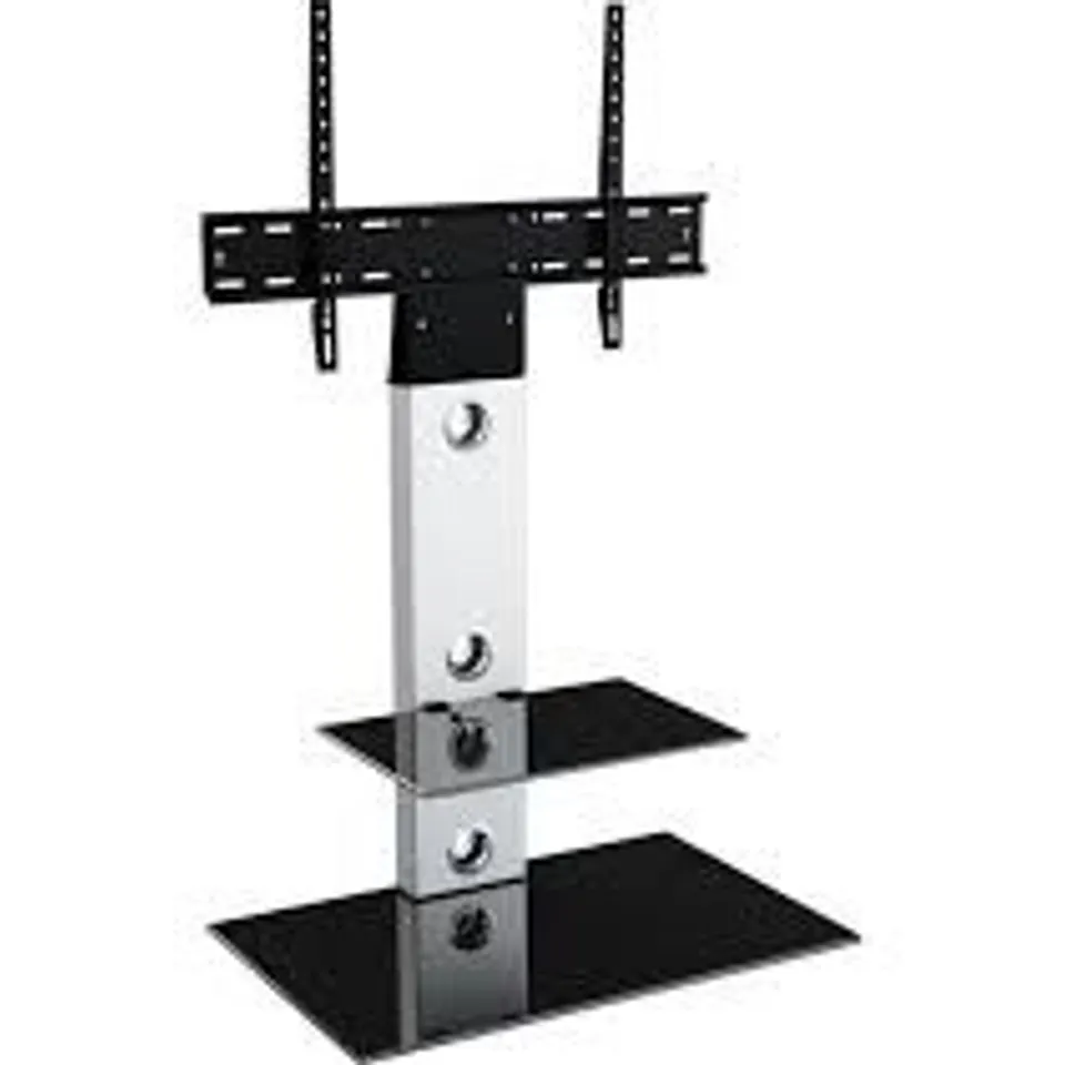 BOXED AVF LESINA FSL700LES 700mm TV STAND WITH BRACKET FOR UP TO 65" TVS - SILVER & BLACK (1 BOX)
