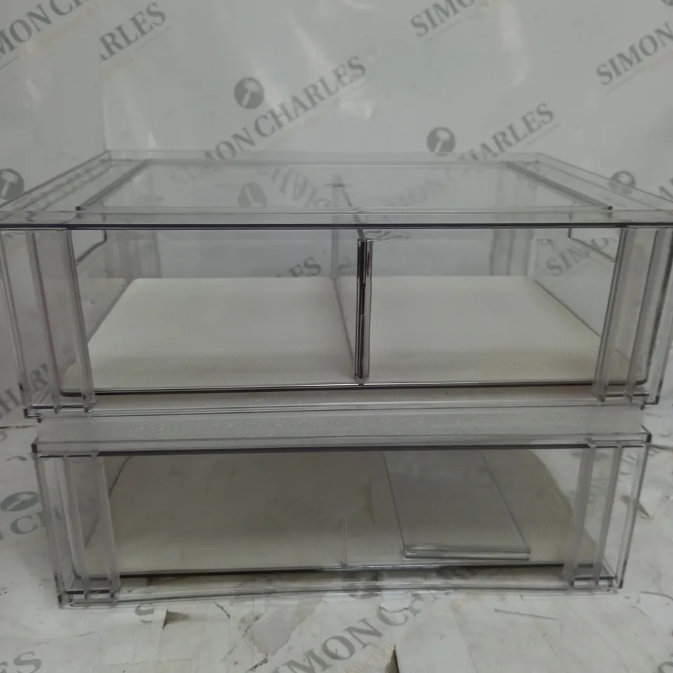 BOXED COOK'S ESSENTIALS SET OF 2 STACKABLE STORAGE DRAWERS WITH DIVIDERS