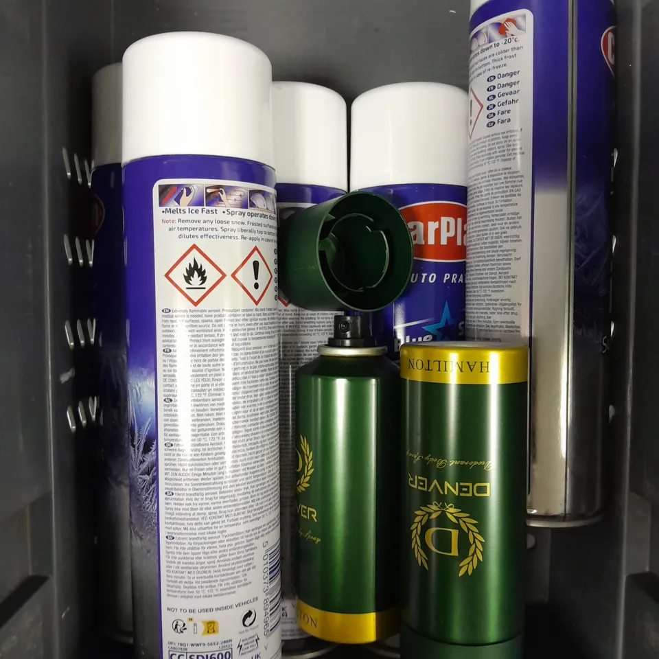 APPROXIMATELY 15 ASSORTED AEROSOLS TO INCLUDE CAR PLAN DE-ICER, WILD STONE CODE PERFUME, DENVER BODY SPRAY ETC - COLLECTION ONLY 