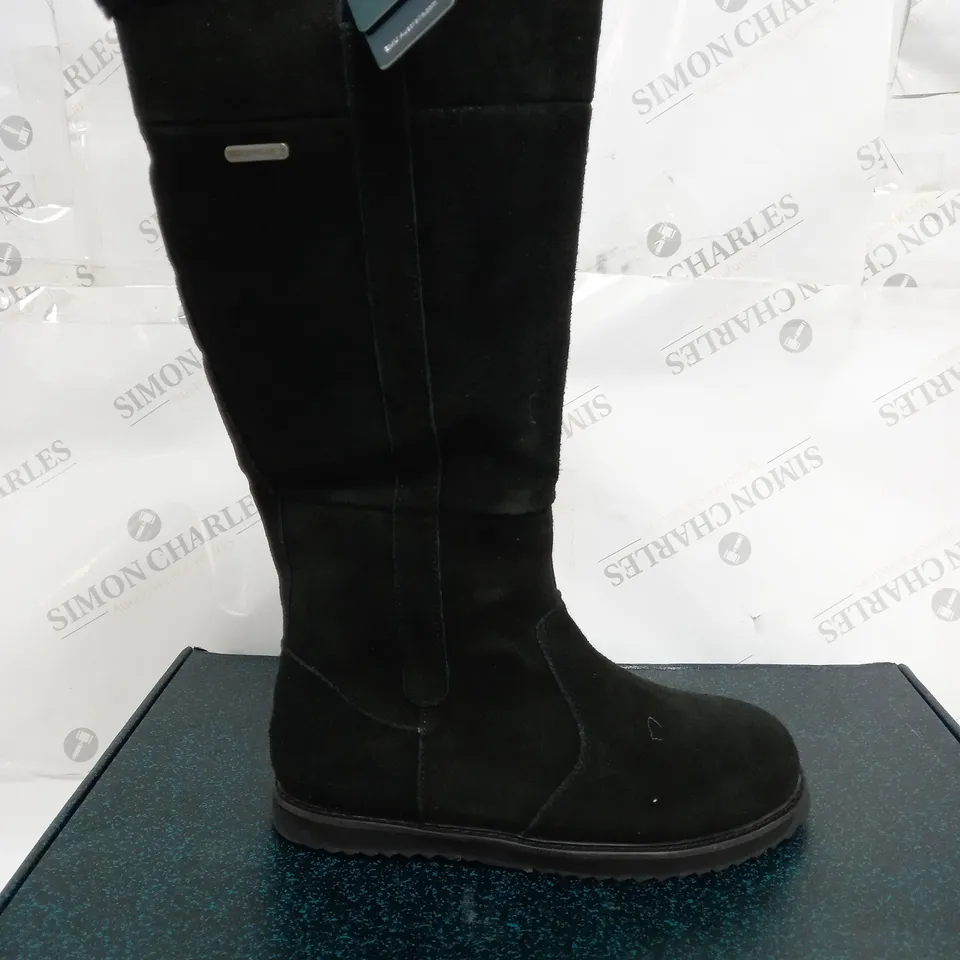 EMU AUSTRALIA "MOONTA" WATERPROOF KNEE LEATHER BOOTS - UK SIZE 7 - BLACK 