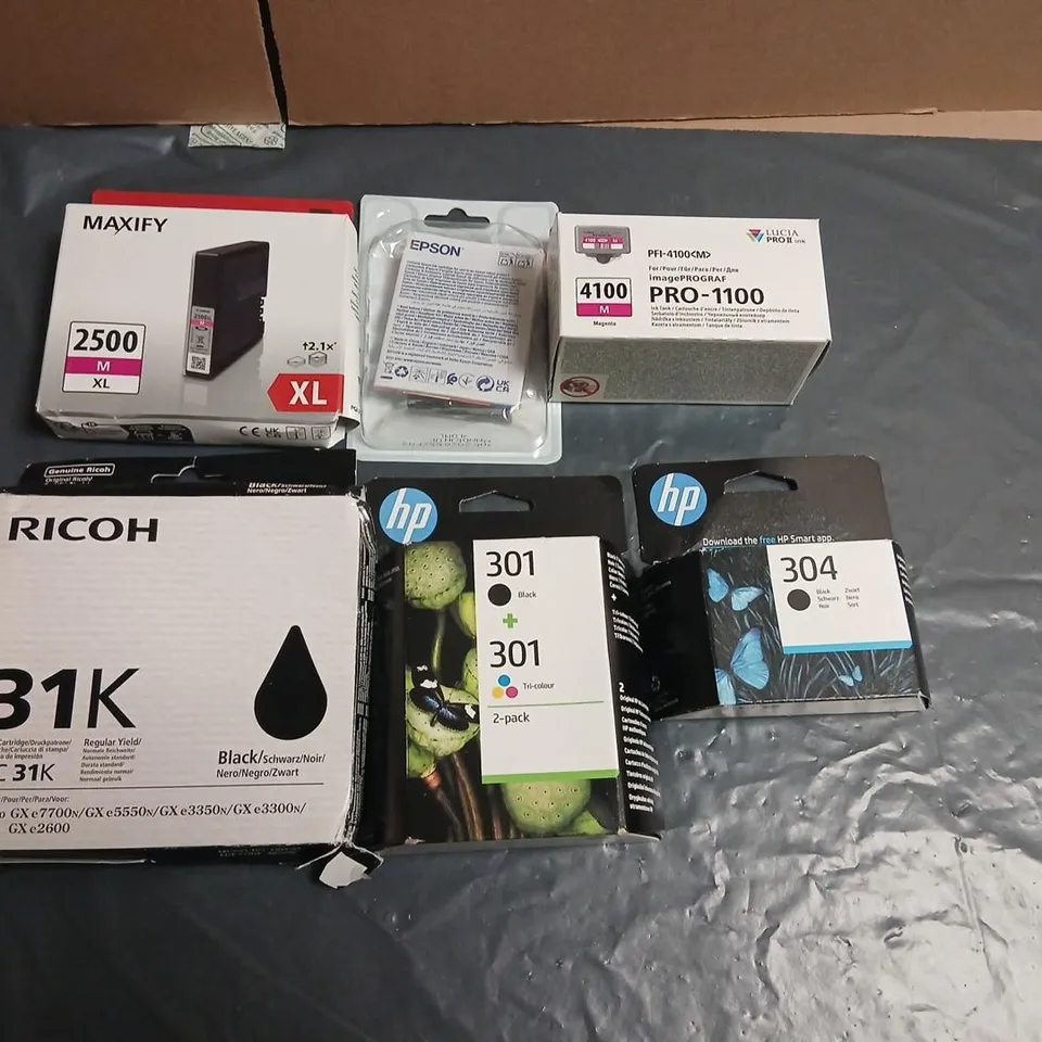 LARGE QUANTITY OF INK CARTRIDGES TO INCLUDE; CANON, HP AND RICOH