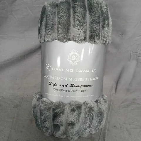 GAVENO CAVAILIA JACQUARD OSUM RIBBED THROW IN GREY (150X200CM)