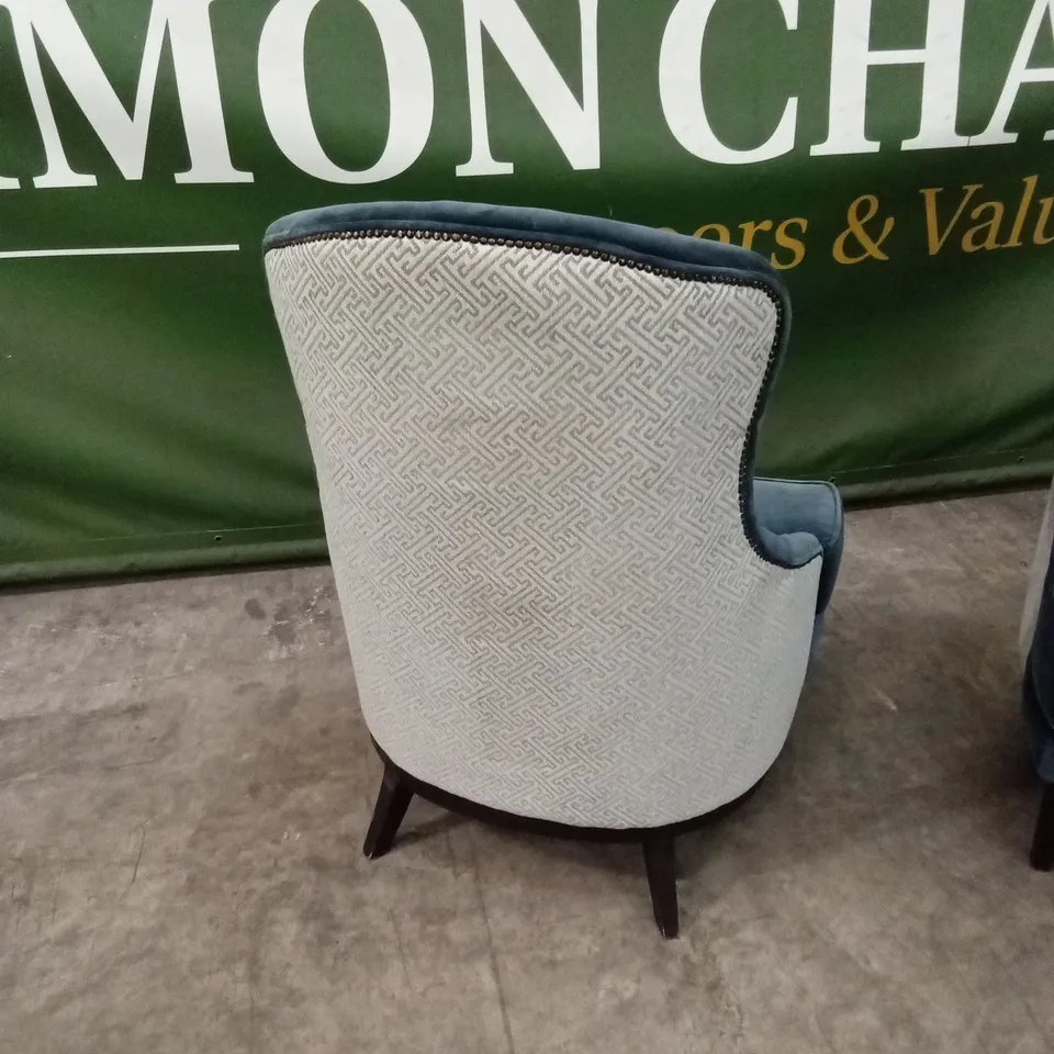 SET OF 2 QUALITY DESIGNER WING BACK VELVET CHAIRS