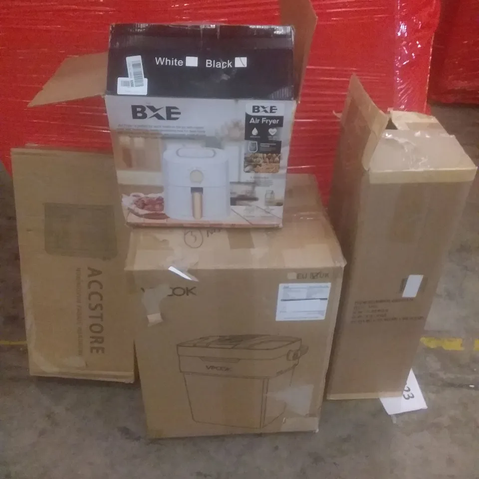 PALLET OF ASSORTED ITEMS INCLUDING NON WOVEN FABRIC WARDROBE, DRINKS COOLER, AIR FRYER