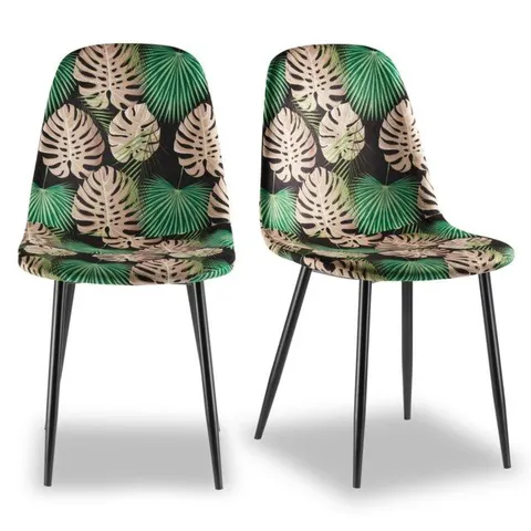 BOXED SET OF 2 LEIGHTON PALM PRINT DINING CHAIRS (1 BOX)
