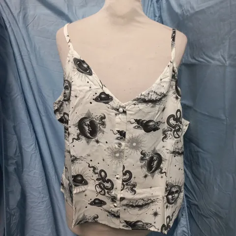 KILLSTAR CELESTIAL NIGHT BUTTON UP CAMIS TOP – IVORY/GREY, 3XL