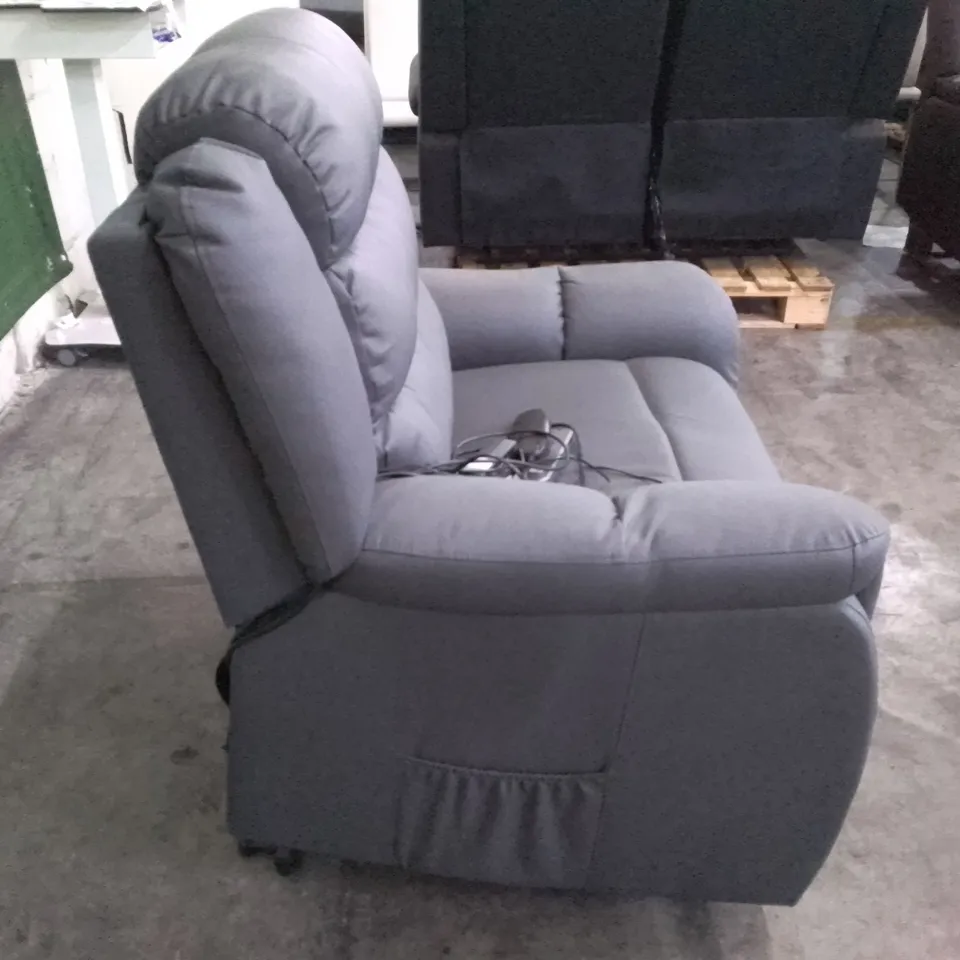 QUALITY DESIGNER STAMFORD ELECTRIC RISE&RECLINE ARMCHAIR - GREY LEATHER