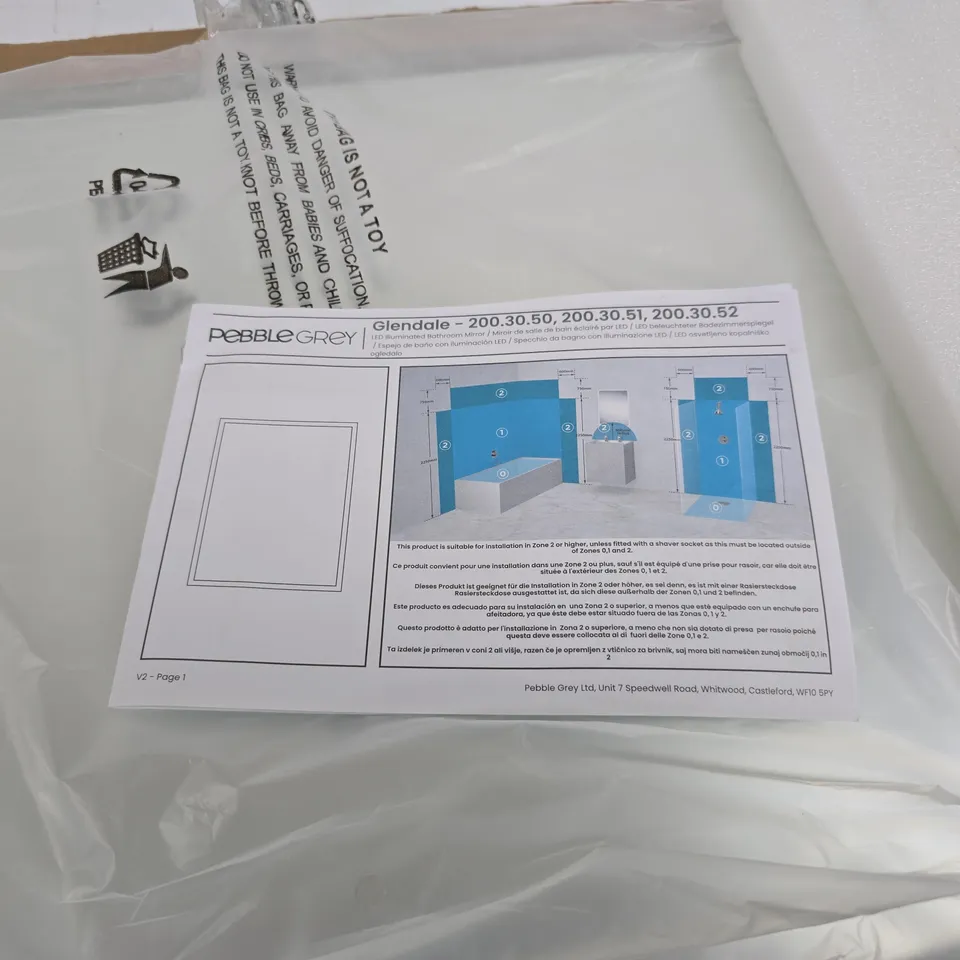 PEBBLE GREY GLENDALE LED ILLUIMINATED BATHROOM MIRROR BOXED