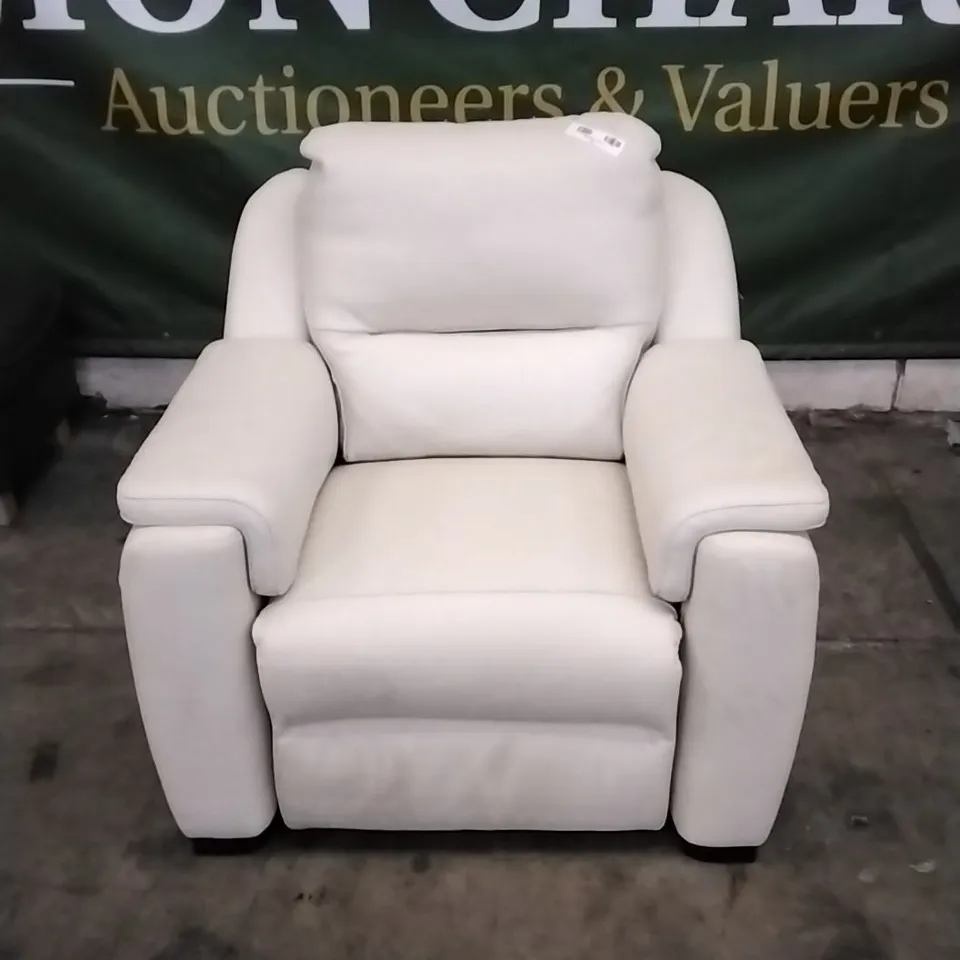 QUALITY ITALIAN DESIGNER AVOLA MANUAL RECLINER ARMCHAIR CREAM LEATHER
