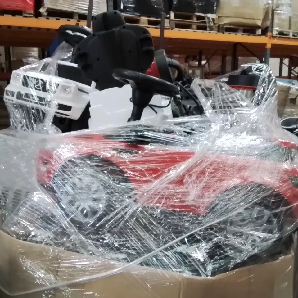 PALLET TO CONTAIN A LARGE QUANTITY OF ELECTRICAL PRODUCTS AND KIDS TOYS TO INCLUDE,VACUUM CLEANER,MICROWAVE,KIDS PUSH ON CAR