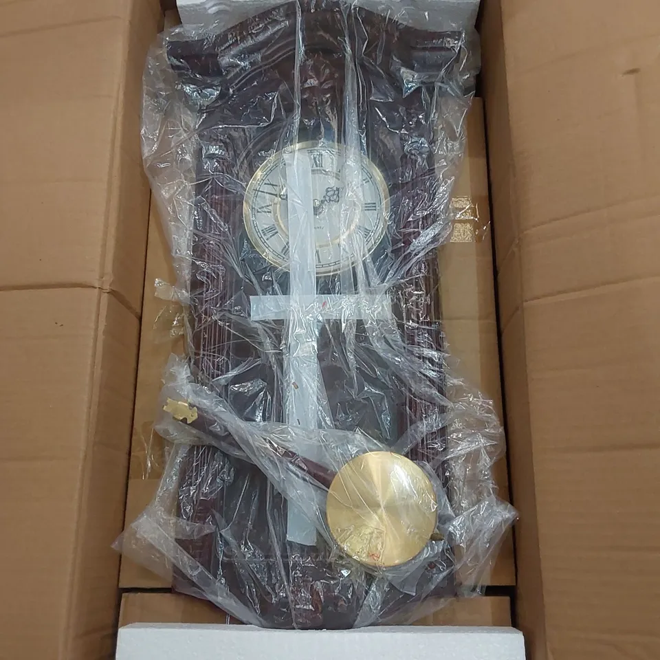 BOXED EUROPEAN WALL CLOCK IN CHERRY FINISH (1 BOX)