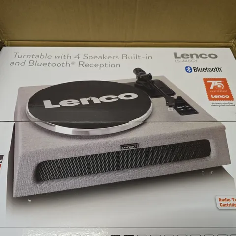 BOXED LENCO LS-440GY BLUETOOTH TURNTABLE WITH BUILT IN SPEAKERS