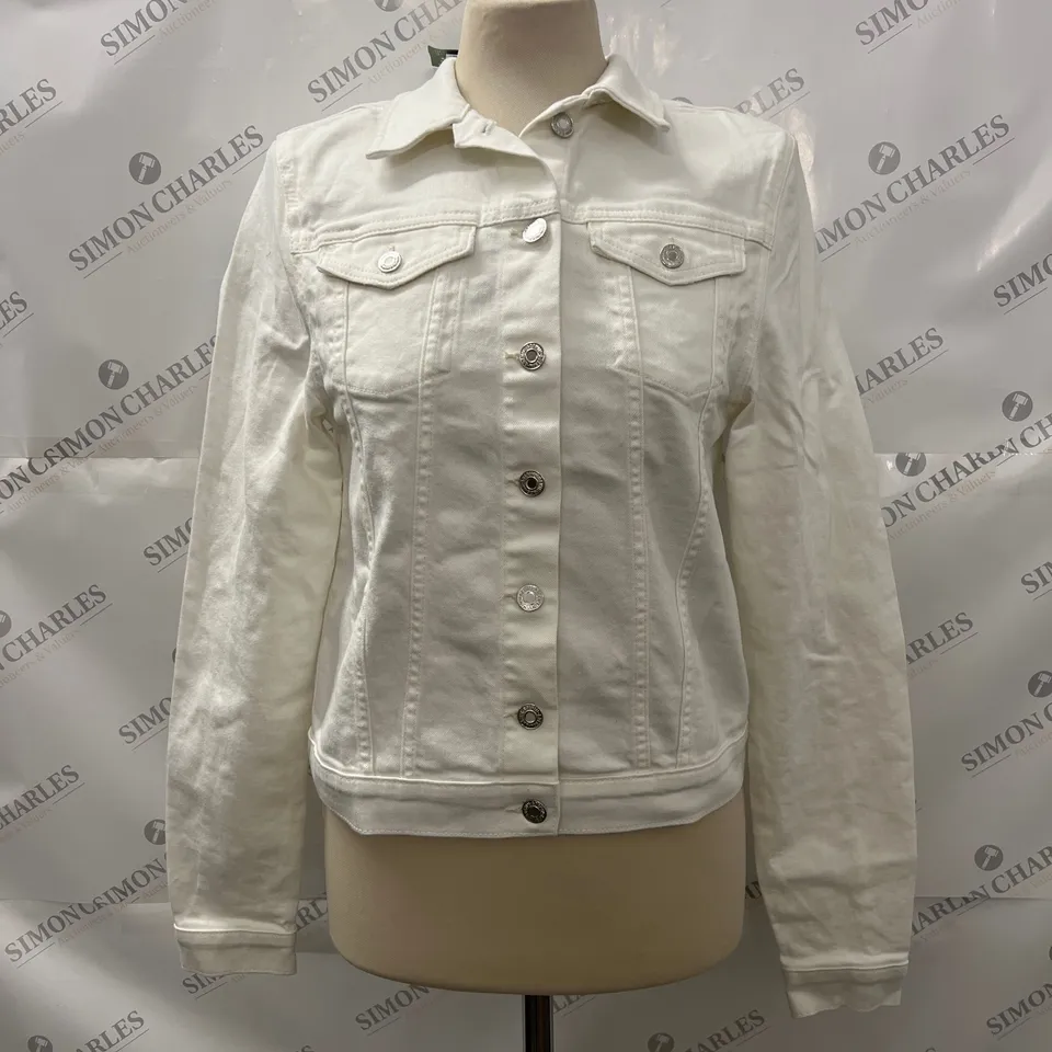 H&M CROPPED DENIM JACKET IN WHITE SIZE 14Y