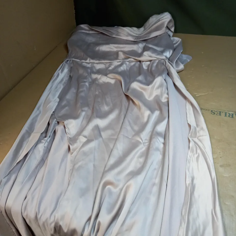 SATIN ASYMMETRIC DAPED MAXI DRESS IN CHAMPAGNE SIZE 18