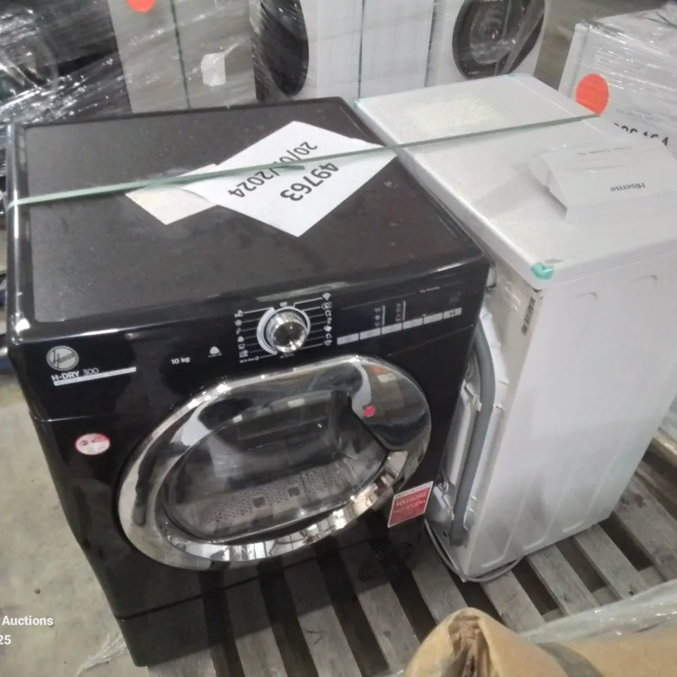 HISENSE FREESTANDING 6KG WASHING MACHINE WHITE AND HOOVER H-DRY 300 CONDENSER TUMBLE DRYER BLACK