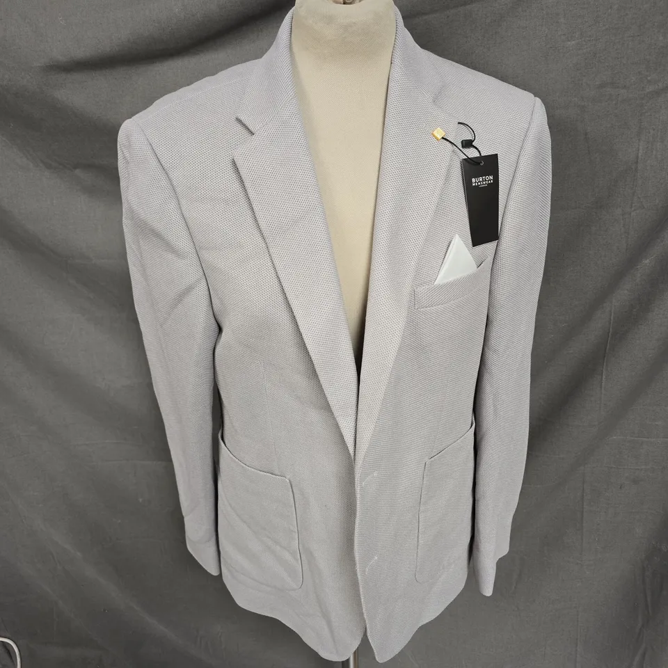 BURTON PIQUE JERSEY PATCH POCKET BLAZER IN GREY SIZE 40S SIM