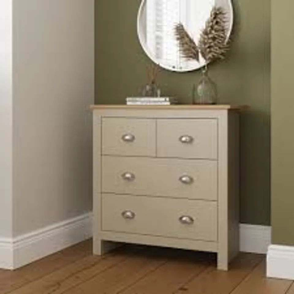 BOXED GFW LANCASTER 4 DRAWER CREAM CHEST OF DRAWERS - CREAM (1 BOX)