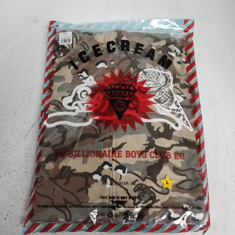 BAGGED BILLIONAIRE BOYS CLUB ICE CREAM CHOC CHIP RUNNING DOG ZIP THROUGH HOOD IN CAMO - LARGE