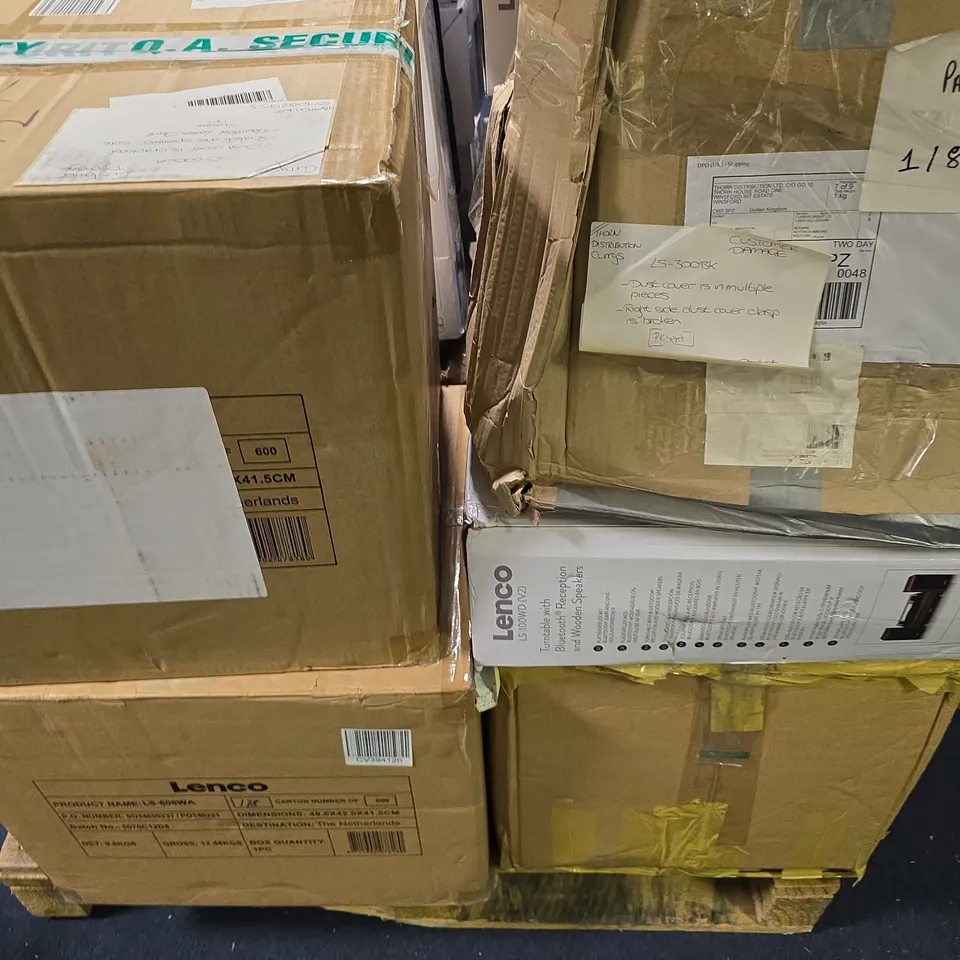 PALLET OF APPROXIMATELY 12 ASSORTED BROKEN LENCO TURN TABLES TO INCLUDE - LS-300BK V2 , LS-100WD V2 ETC - COLLECTION ONLY