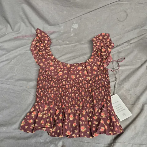 Nobody's Child Anita Top – Floral Smocked Bodice, UK 10