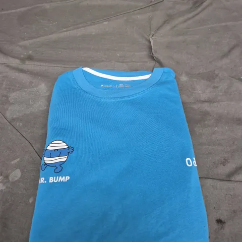 MR. BUMP TWO-PIECE SET: BLUE T‑SHIRT & ALL-OVER PRINT PANTS SIZE S