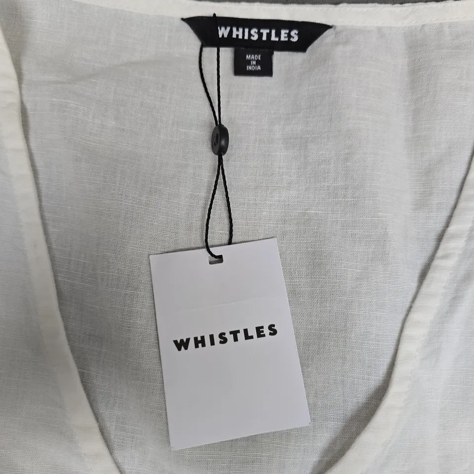 WHISTLES GLORIA LINEN BLEND BLOUSE – WHITE, UK 16 (EU 44, US 12)