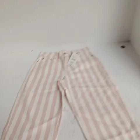ZARA WOMEN’S STRIPED TROUSERS – PALE PINK & WHITE, EU 38 – MADE IN MOROCCO