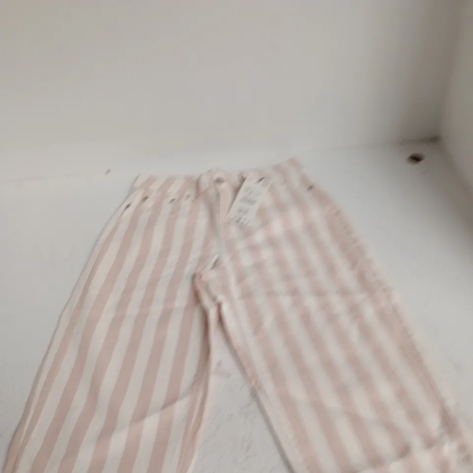 ZARA WOMEN’S STRIPED TROUSERS – PALE PINK & WHITE, EU 38 – MADE IN MOROCCO