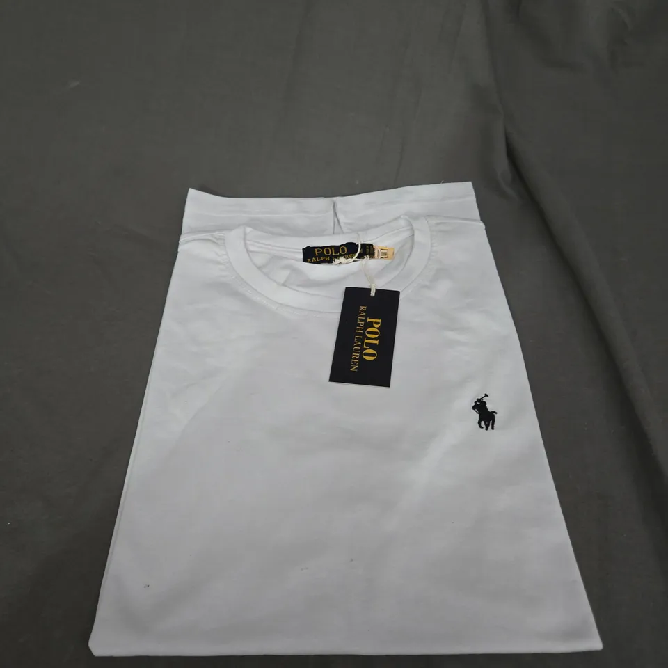 POLO RALPH LAUREN LOGO T-SHIRT IN WHITE SIZE M