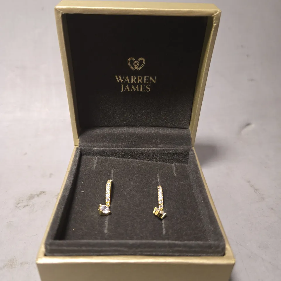 BOXED WARREN JAMES PAVE HOOP EARRINGS 