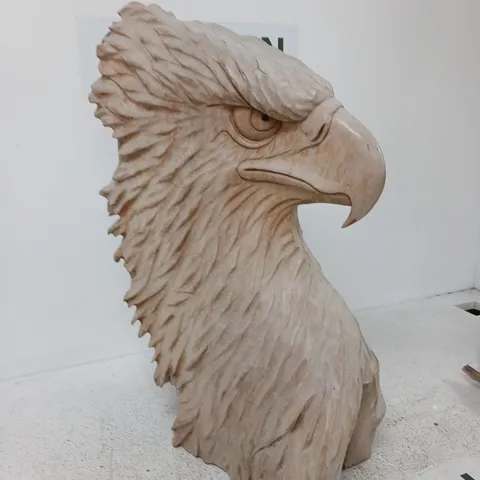 WOODEN EAGLE BUST SCULPTURE – CARVED BIRD HEAD