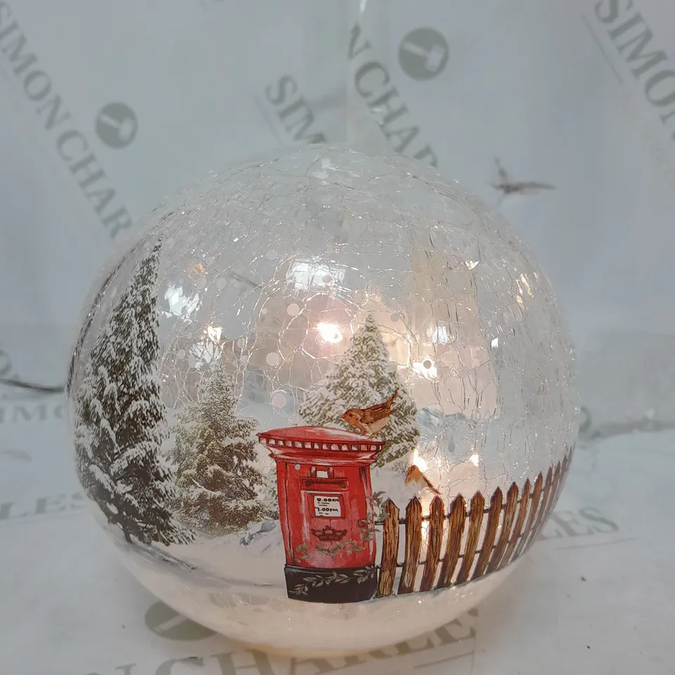 FESTIVE PRE-LIT SCENIC CRACKLE GLASS SPHERE