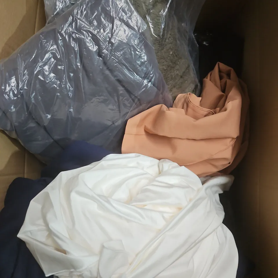 APPROXIMATELY 20 ASSORTED CLOTHING PRODUCTS IN VARIOUS STYLES & SIZES TO INCLUDE JACKETS, T-SHIRTS, DRESSES ETC