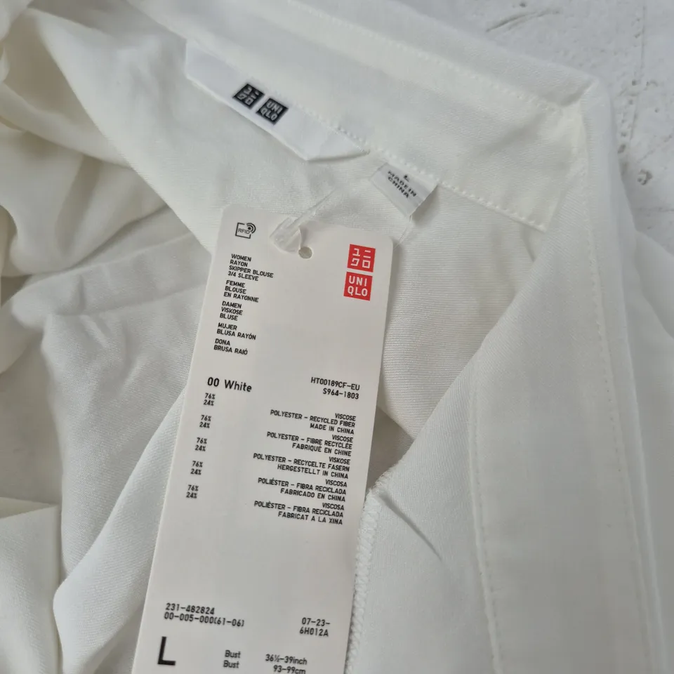UNIQLO WOMEN’S WHITE BLOUSE – 3/4 SLEEVE, SIZE L