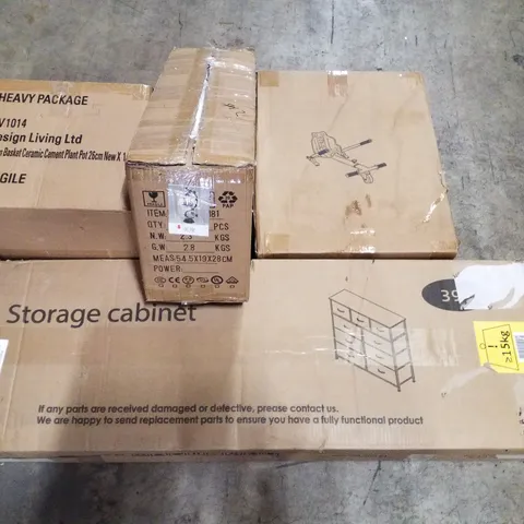 PALLET CONTAINING ASSORTED PRODUCTS INCLUDING STORAGE CABINET, RATTAN BASKET CERAMIC PLANT POT, LAMP & WALL MIRROR 