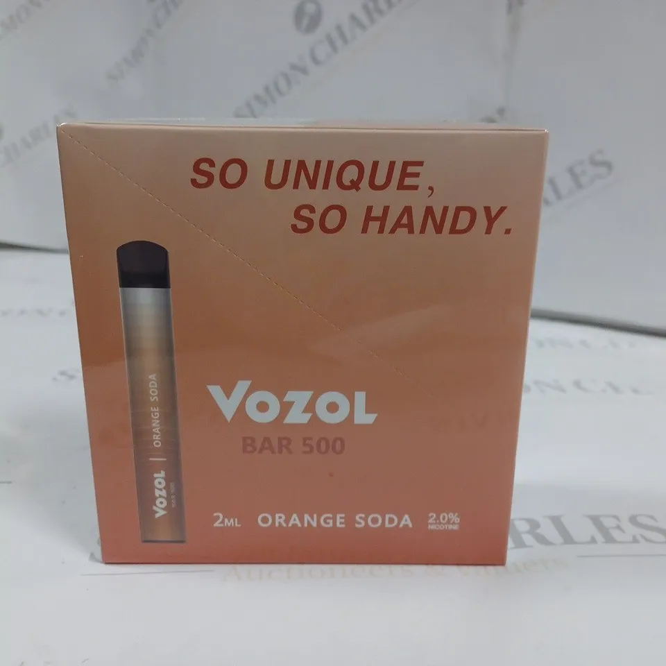 SEALED 10-PACK OF VOZOL BARR 500 E-CIGARETTES - ORANGE SODA