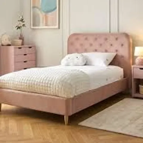BOXED EASTON BED - SMALL DOUBLE - PINK VELVET (2 BOXES)