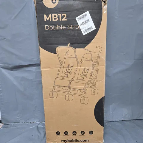 BOXED MY BABIIE MB12 LIGHTWEIGHT TWIN STROLLER - GREY - COLLECTION ONLY